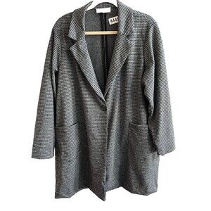 Philosophy Plaid Check Duster Jacket Coat Size 1X  XL Gray Black Classic Long